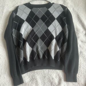 Brandy Melville black and grey argyle sweater